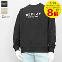 【7/18限定!ポイントでのお支払いもポイントアップ】 リプレイ REPLAY メンズ スウェットシャツ M3075 23802 ブラック 098 ベージュ 8...