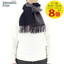 【7/18限定!ポイントでのお支払いもポイントアップ】 ジョンストンズ Johnstons レディース メンズ カシミア100% Wフェイス マフラー WA000020 RU7133 GUNCLUB PINSTRIPE ガンクラブ ストライプ WA20 小物 カシミヤ リバーシブル ダブルフェイス