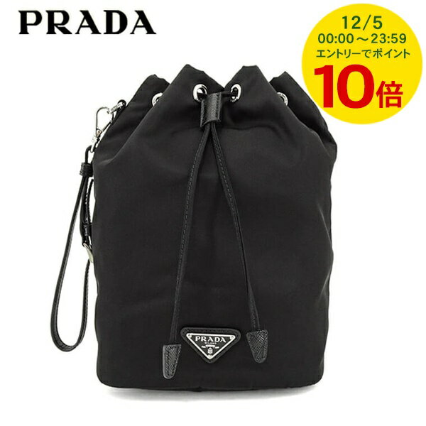 【12/5限定！ポイント10倍】 プラダ PRADA レディース ポーチ VELA 1NS369 R067 NERO ブラック F0002 ベラ ヴェラ トライアングルロゴ ドローストリング 巾着 Re-Nylon リナイロン ストラップ取り外し可能 小物 プレゼント 誕生日 クリスマス 母の日 【2025秋冬新作】
