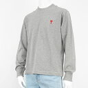 アミ AMI メンズ 長袖Tシャツ UTS200 701 GRIS CHINE グレー 055 AMI DE COEUR アミ ドゥ クール AMI Paris アミパリス Alexandre Mattiussi アレクサンドル マテュッシ ロンT カットソー クルーネック 長袖 ワンポイント 刺繍 メランジェ 【プレミアムSTOCK-24AW】