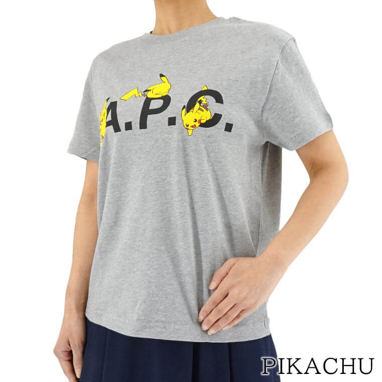 【5/18限定！2人に1人が当選★エントリーで最大100％ポイントバック】 アーペーセー A.P.C. レディース Tシャツ PIKACHU COEZB F26316 GRIS グレー PLB APC ピカチュウ A.P.C. x ポケモン 半袖 クルーネック 【2024春夏新作】