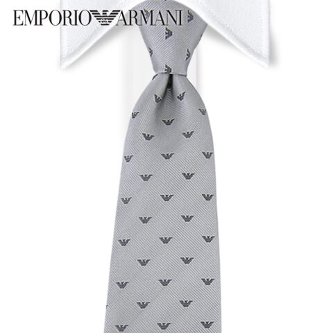 エンポリオアルマーニ EMPORIO ARMANI メンズ ネクタイ 340182 0A616 PEARL GREY 00040 ジャガード織り 総柄 イーグルマーク イーグルロゴ 小物 結婚式 プレゼント 誕生日 就職 パーティー バレンタイン 父の日 クリスマス