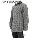 エンポリオアルマーニ EMPORIO ARMANI メンズ シャツ 6L1CC8 1NT5Z LOGO NERO BCO ブラック F014 長袖シャツ REGULAR FIT レギュラーフィット 総柄 ロゴ ワイドカラー ストレッチ 【プレミアムSTOCK-2223AW】