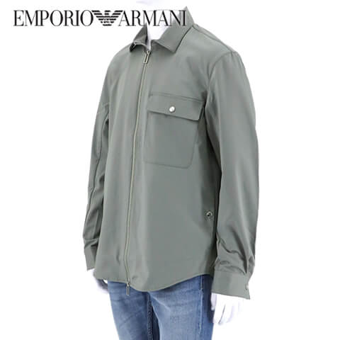 エンポリオ アルマーニ アウター メンズ エンポリオアルマーニ EMPORIO ARMANI メンズ シャツブルゾン 3L1C80 1NANZ FROST GRAY グレー 0641 アウター ジップアップ ダブルジップ 【プレミアムSTOCK-22SS】