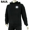 ボーラー BALR. メンズ パーカー JOEY BOX CROWN CREST HOODIE B1261 1010 ブラック JET BLACK ジョーイ ボックス クラウン クレスト フーディー プルオーバー 長袖 裏起毛 ドロップショルダー ラインストーン 【プレミアムSTOCK-2122AW】