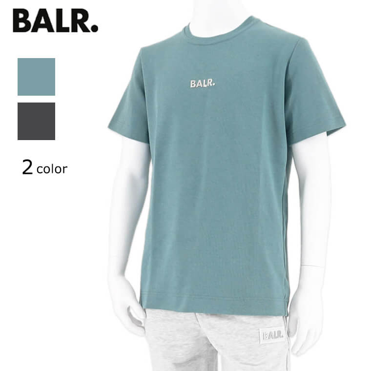 ボーラー BALR. メンズ Tシャツ Q SERIES STRAIGHT T SHIRT B1112 1051 STONE BLUE VINTAGE WASHED 半袖 クルーネック ロゴ メタルロゴ ウォッシュ Extra heavy cotton セットアップ可能 B1431 1003