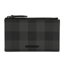 バーバリー BURBERRY London England メンズ フラグメントケース CHECK ZIP CARD CASE 8071680 CHARCOAL A1208 チェック ジップカードケース カードホルダー カード＆コインケース 小物 プレゼント 誕生日 クリスマス 8062864 【2024春夏新作】