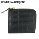 コムデギャルソン COMME des GARCONS ユニセックス コインケース SA3100BK ブラック BLACK エンボス 総柄 財布 サイフ ミニウォレット 小銭入れ L字ファスナー 小物 プレゼント 誕生日 クリスマス 男女兼用 メンズ レディース