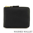 コムデギャルソン COMME des GARCONS ユニセックス 2つ折り財布 WASHED WALLET SA7100WW ブラック BLACK ウォッシュドウォレット 折財布 サイフ 小物 メンズ レディース 男女兼用