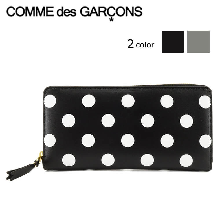 コムデギャルソン COMME des GARCONS ユニセックス 長財布 POLKA DOTS PRINTED SA0110PD ブラック BLACK グレー GREY ドット柄 ウォレット サイフ 小物 ラウンドジップ ラウンドファスナー プ…