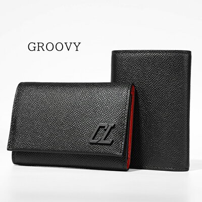 クリスチャンルブタン CHRISTIAN LOUBOUTIN メンズ 3つ折り財布 GROOVY 3245110 BLACK BLACK ブラック CM53 レッド グルーヴィー グルービー ウォレット 折財布 ミニ財布 サイフ 小物 CLロゴ プレゼント 誕生日 クリスマス バレンタイン