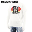 ディースクエアード DSQUARED2 メンズ Tシャツ D2 SURF BEACH TEE S74GD1135 S23009 WHITE ホワイト 100 半袖 クルーネック プリント 【プレミアムSTOCK-23SS】