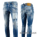 ディースクエアード DSQUARED2 メンズ ジーンズ SKATER JEAN S74LB1456 S30663 ウォッシュブルー 470 スケーター ストレッチ ウォッシュ ダメージ リペア ペイント ブリーチ 【2024春夏新作】