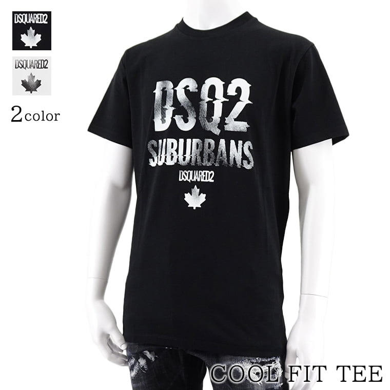 【5/18限定！2人に1人が当選★エントリーで最大100％ポイントバック】 ディースクエアード DSQUARED2 メンズ Tシャツ COOL FIT TEE S74GD1219 D20014 ブラック 900 ホワイト 100 クール フィット ティー 半袖 クルーネック プリント ロゴ 【2024春夏新作】