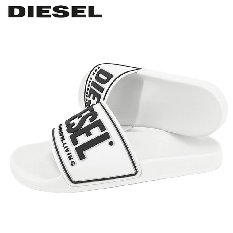 ディーゼル サンダル メンズ ディーゼル DIESEL メンズ サンダル SA MAYEMI CC Y02801 P4441 WHITE ホワイト H8327 スライドサンダル シャワーサンダル シューズ 靴 ロゴ プレゼント 誕生日 バレンタイン クリスマス 父の日