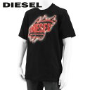 ディーゼル DIESEL メンズ Tシャツ T JUST E43 A09754 0AAXJ ブラック 9XX 半袖 カットソー クルーネック ロゴ プリント 