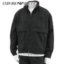 エンポリオアルマーニ EMPORIO ARMANI メンズ ブルゾン 3R1BC2 1NRMZ NERO ブラック 0999 アウター ダブルジップ フード収納可能 撥水加工 はっ水 刺繍 刺しゅう ワンポイント 【プレミアムSTOCK-23SS】