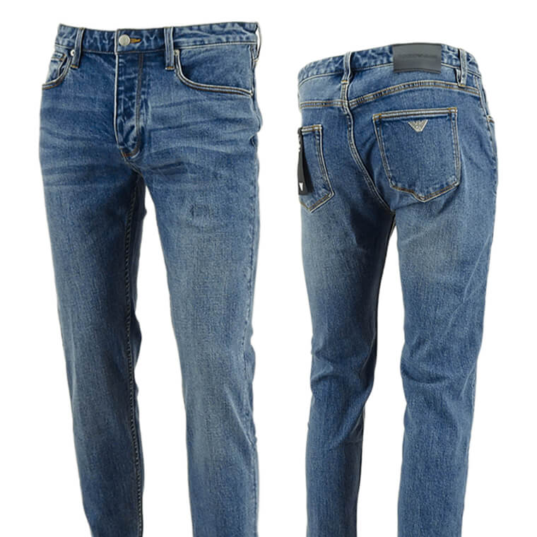 エンポリオアルマーニ EMPORIO ARMANI メンズ ジーンズ 3D1J75 1DRRZ DENIM BLU CH ウォッシュブルー 0943 SLIM FIT スリムフィット ストレッチ ウォッシュ 【2024春夏新作】