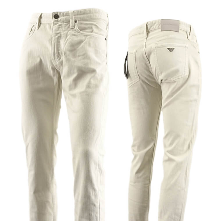 エンポリオアルマーニ EMPORIO ARMANI メンズ ジーンズ 3D1J75 1N4RZ SILVER CLOUD ホワイト系 06G2 SLIM FIT スリムフィット ストレッチ 【2024春夏新作】