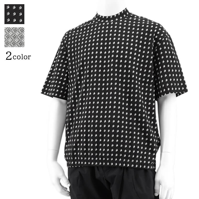 エンポリオアルマーニ EMPORIO ARMANI メンズ Tシャツ 3D1TG7 1JOZZ AQUILA ブラック F013 ROMBO グレー F618 半袖 カットソー モックネック 総柄 イーグル 【2024春夏新作】