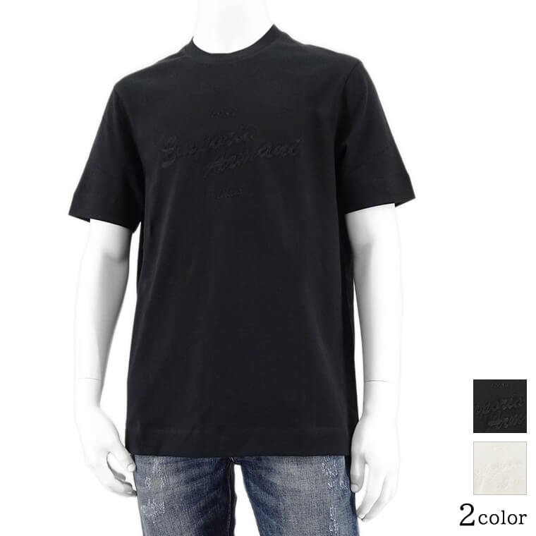 エンポリオアルマーニ EMPORIO ARMANI メンズ Tシャツ 3D1TH1 1JOCZ NERO ブラック 0999 VANIGLIA バニラ 0128 半袖 カットソー クルーネック 刺繍 刺しゅう ロゴ 【2024春夏新作】