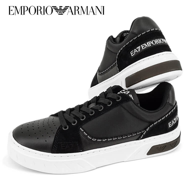 エンポリオアルマーニ エアセッテ EMPORIO ARMANI EA7 メンズ スニーカー X8X144 XK335 BLACK WHITE ブラック K485 シューズ 靴 ローカット レースアップ プレゼント 誕生日 クリスマス 父の日