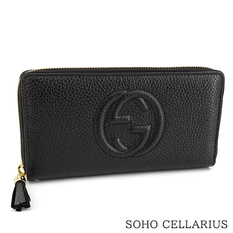 グッチ GUCCI レディース 長財布 SOHO CELLARIUS 598187 A7M0G ブラック 1000 ソーホー セラリウス GGロゴ ウォレット サイフ ラウンドジップ ラウンドファスナー ロゴ 小物 プレゼント 誕生日 クリスマス 母の日