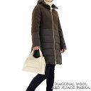 ヘルノ HERNO レディース ダウンコート DIAGONAL WOOL AND NUAGE PARKA PI001760D 39601 ブラウン 8895 ダウン アウター ロング 切り替え 切替 フード取り外し可能 