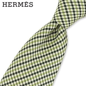 エルメス HERMES メンズ ネクタイ SOIE LOURDE I LOVE MOTHER 339233T CREME NOIR VERT 04 小物 総柄 チェック柄 結婚式 プレゼント 誕生日 就職 パーティー バレンタイン 父の日 クリスマス 成人式