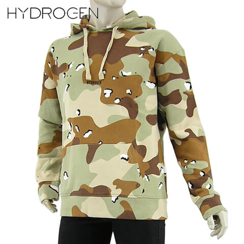 ハイドロゲン/HYDROGEN メンズ パーカー 294602 (CAMOUFLAGE/カモフラベージュ/060) プルオーバー/長袖/裏起毛/迷彩/カモ柄/カモフラージュ柄/ユニセックス/男女兼用/レディース/セットアップ可能/294608 060/大きいサイズ-t/SL【プレミアムSTOCK-2122AW】