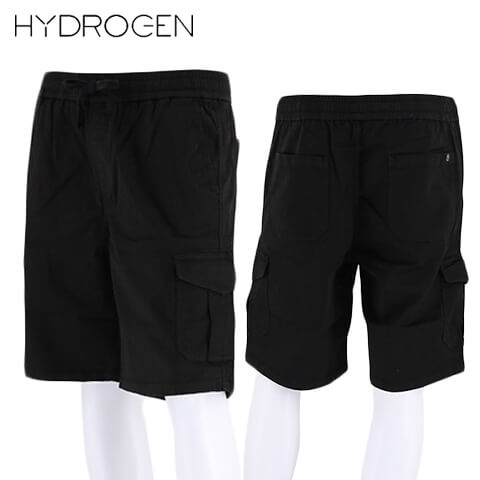 ハイドロゲン HYDROGEN メンズ ショートパンツ 300510 BLACK ウォッシュブラック 007 ストレッチ ハーフパンツ カーゴパンツ 【プレミアムSTOCK-22SS】