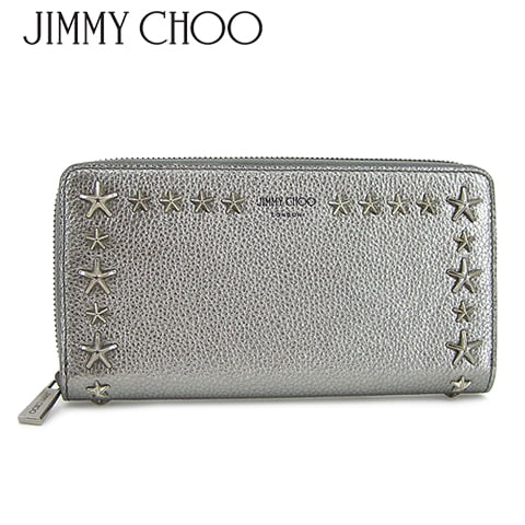 ジミーチュウ JIMMY CHOO レディース 長財布 PIPPA UUR GUNMETAL DARK SILVER ピッパ ラウンドファスナー ラウンドジップ サイフ ウォレット スタースタッズ プレゼント 誕生日 パーティー クリスマス ユニセックス 男女兼用