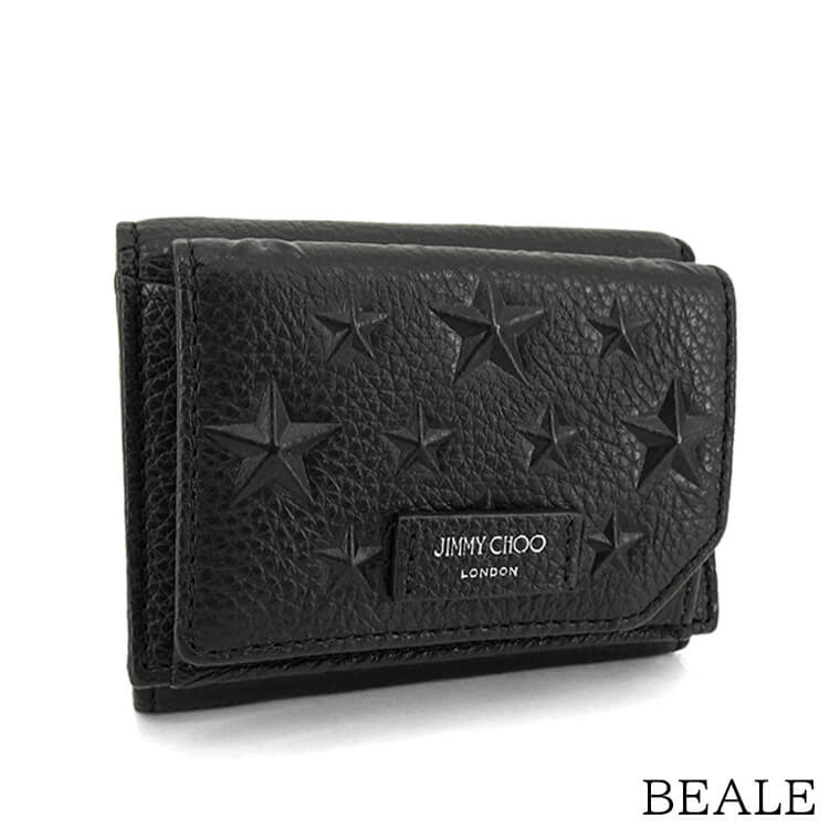 ジミーチュウ JIMMY CHOO メンズ 3つ折り財布 BEALE EMG ブラック BLACK ウォレット 折財布 ミニ財布 サイフ スターエンボス 小物 プレゼント 誕生日 パーティー バレンタイン クリスマス 父の…