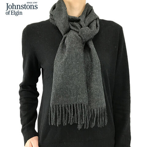 ジョンストンズ Johnstons レディース カシミア100％ マフラー WA000016 HA0700 CHARCOAL チャコール 無地 WA16 カシミヤ ユニセックス WA000056 WA56 WA000057 WA57 小物 【2022-23秋冬新作】