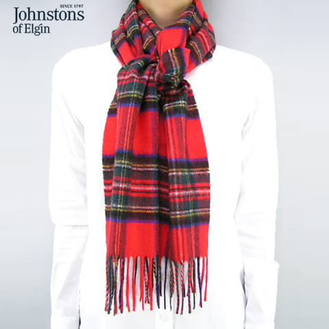 ジョンストンズ/Johnstons レディース カシミア100％ マフラー WA000016 KU0303 (ROYAL STEWART) ロイヤルスチュワート/チェック柄/WA16/カシミヤ/ユニセックス/WA000056/WA56/SL