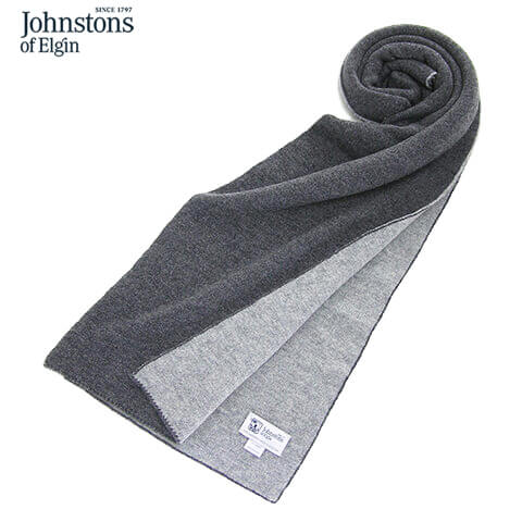 【ポイント6倍!】【2021-22秋冬新作】 ジョンストンズ/Johnstons メンズ カシミア100% Wフェイス マフラー HAE02197 QT9575 (DARK GRANITE/SILVER) ユニセックス/男女兼用/リバーシブル/無地/ダブルフェイス/HAE2197/WA000056/WA56/小物