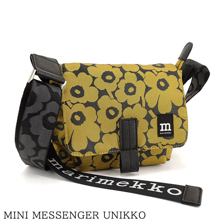 マリメッコ marimekko レディース ショルダーバッグ MINI MESSENGER UNIKKO 092704 YELLOW BLACK イエロー ブラック 920 ミニ メッセンジャー ウニッコ クロスボディ バッグ 小物 総柄 花柄 プレゼント 誕生日 クリスマス ユニセックス 男女兼用 