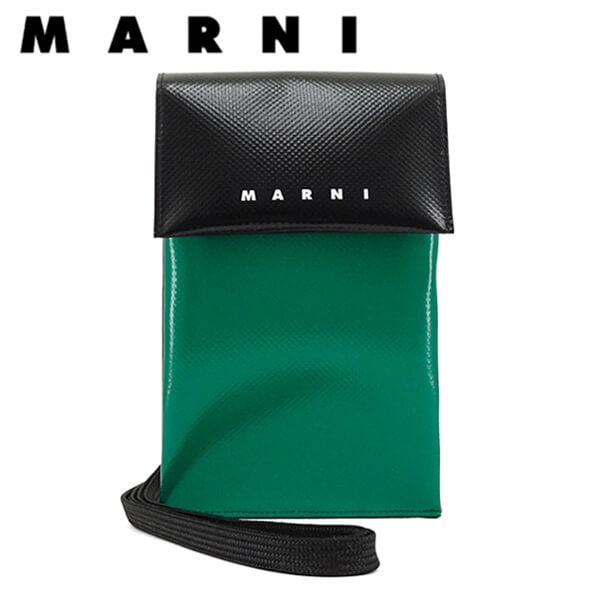 【ポイント5倍】 マルニ MARNI メンズ フォンケース TRIBECA TEMI0004A4 P3572 グリーン ブラック ZO445 トライベッカ スマートフォンケース スマホショルダー iPhone アイフォン アイフォーン 小物 ユニセックス 男女兼用 【2023春夏】のサムネイル