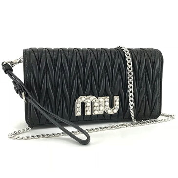 【ポイント最大14倍！】 ミュウミュウ/MIU MIU レディース ショルダーウォレット MATELASSE MIU C 5DH029 2BSQ (ブラック/NERO/F0002) miumiu/MATELASSE/マトラッセ/マテラッセ/チェーンウォレット/長財布/サイフ/かぶせ/フラップ/小物/SL