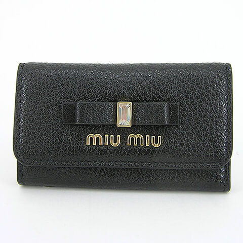 【ポイント5倍】 ミュウミュウ/MIU MIU レディース キーケース 5PG222 2D7A (NERO/F0002) miumiu/MADRAS FIOCCO/マドラス フィオッコ/リボン/小物/6連/プレゼント/誕生日/パーティー/クリスマス/SL