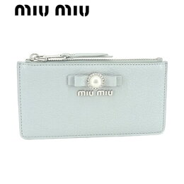 【2022春夏新作】ミュウミュウ/MIUMIUレディースフラグメントケースMADRASPEARL5MB0062F3R(FIORDALISO/F0591)miumiu/マドラスパール/リボン/ボウ/コイン&カードケース/カードホルダー/カード入れ/小物/プレゼント/誕生日/シルバー金具