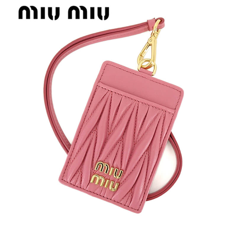 ミュウミュウ 定期入れ ミュウミュウ MIU MIU レディース カードケース MATELASSE MIU 5MC016 2FPP BEGONIA ピンク F0638 miumiu マトラッセ マテラッセ ミュウ カードホルダー ネックストラップ IDケース プレゼント 誕生日 クリスマス 母の日