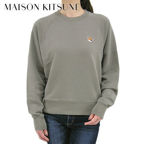 メゾンキツネ MAISON KITSUNE レディース スウェットシャツ FW00343 KM0002 ダークグレー DARK GREY ラグラン クルーネック トレーナー 長袖 【2020-21秋冬】