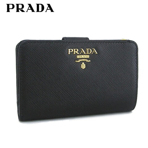 【2022春夏新作】 プラダ/PRADA 折財布/サイフ SAFFIANO METAL 1ML225 QWA (NERO/ブラック/F0002) 2つ折財布/小物/プレゼント/誕生日/パーティー/バレンタイン/父の日/クリスマス/ユニセックス/男女兼用/ゴールド金具