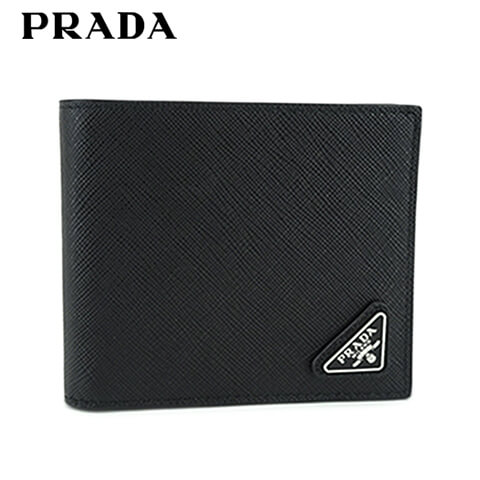 【ポイント4倍】 プラダ PRADA メンズ 2つ折り財布 サイフ SAFFIANO TRIANG 2MO738 2FJ6 NERO ブラック F0002 レッド ホワイト系 サフィアーノ トライアングル ウォレット 折財布 ミニ財布 小物 プレゼント 誕生日 バレンタイン 父の日 クリスマス