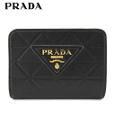 プラダ 革二つ折り財布 レディース プラダ PRADA レディース 2つ折り財布 SOFT CALF TRIANGLE 1ML018 2CLU NERO ブラック F0002 ソフト カーフ トライアングル トライアングルロゴ ウォレット 折財布 サイフ 小物 プレゼント 誕生日 パーティー クリスマス 母の日