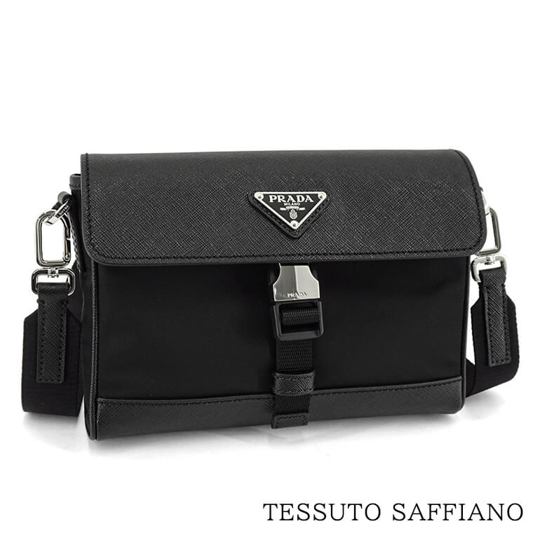 プラダ PRADA メンズ ショルダーバッグ TESSUTO SAFFIANO 2VD053 2DMH NERO ブラック F0002 テスート サフィアーノ トライアングルロゴ クロスボディ ポシェット 小物 バッグ プレゼント 誕生日 クリスマス バレンタイン 父の日 ユニセックス 男女兼用 【2024春夏新作】