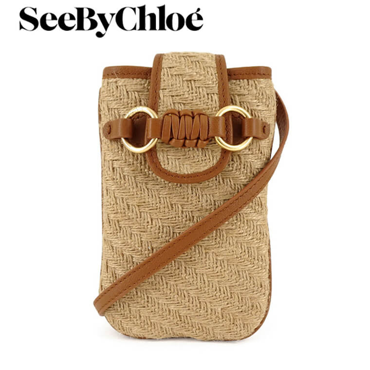 シーバイクロエ バッグ シーバイクロエ See By Chloe レディース フォンケース SADDIE VERTICAL POUCH MLG CHS23UPB19D04 CARAMELLO ブラウン 242 サディ ショルダーバッグ ショルダーポーチ スマートフォンケース スマホショルダー iPhone アイフォン アイフォーン 小物