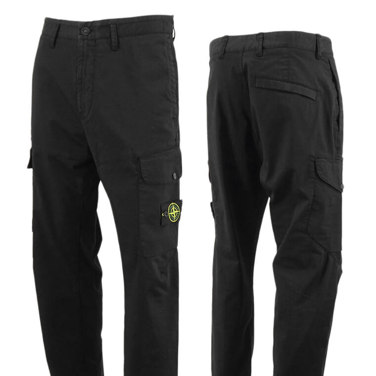 ストーンアイランド STONE ISLAND メンズ カーゴパンツ 801531012 ブラック V0029 REGULAR FIT レギュラーフィット ストレッチ ミリタリー 【2024春夏新作】