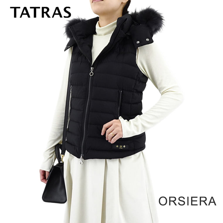 タトラス TATRAS レディース ダウンベスト ORSIERA LTAT23A4900 D BLACK ブラック 01 オルシエラ ダウン アウター ジップアップ ダブルジップ ファー取り外し可能 フード取り外し可能 【2023秋冬】のサムネイル